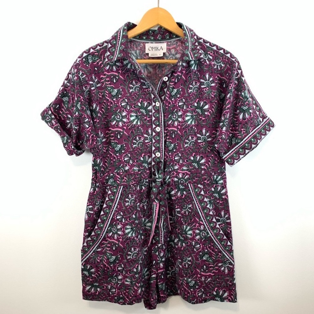 Anthropologie Omika Lido Purple Floral Print Romper